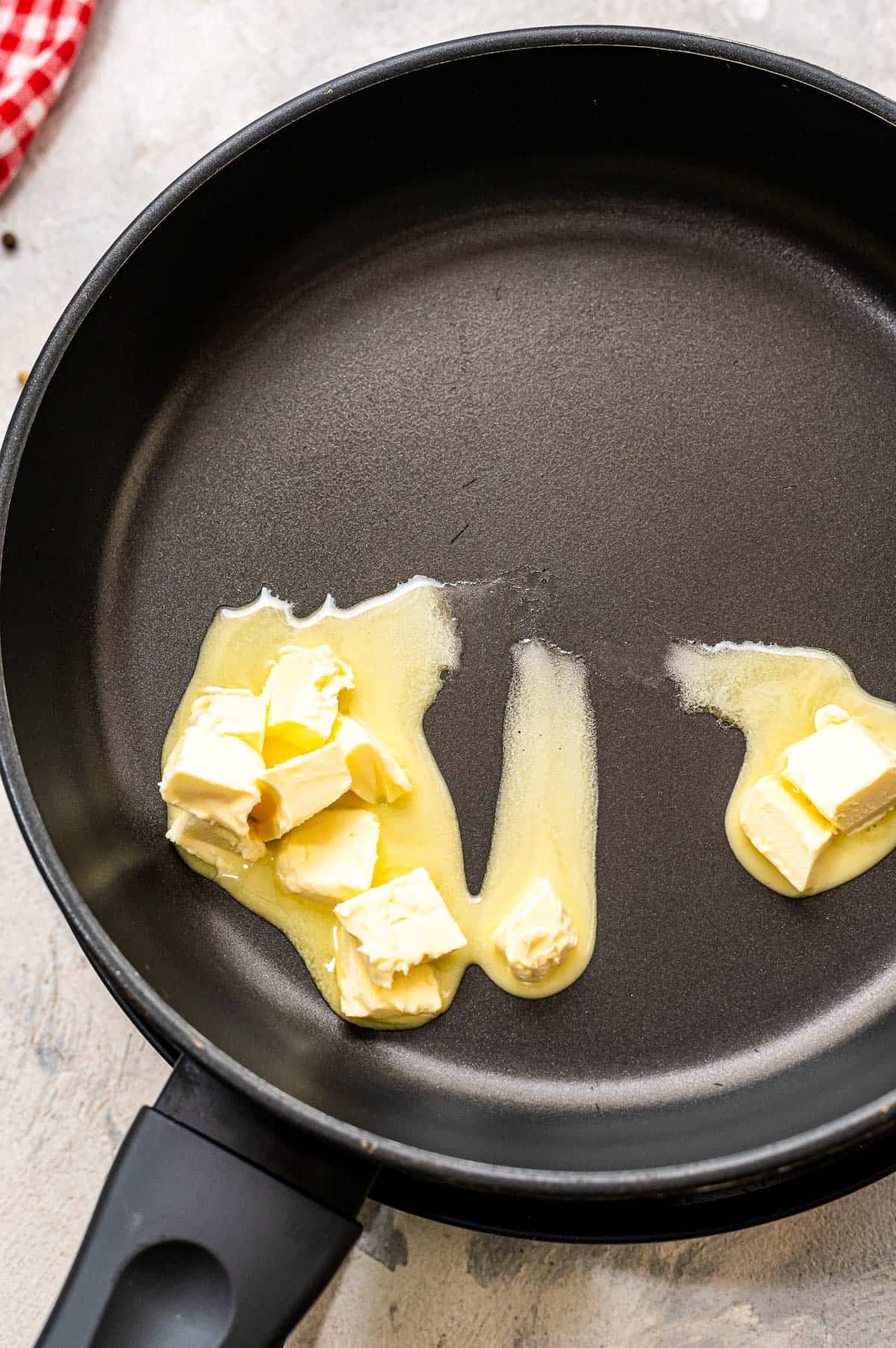 Butter melting in skillet