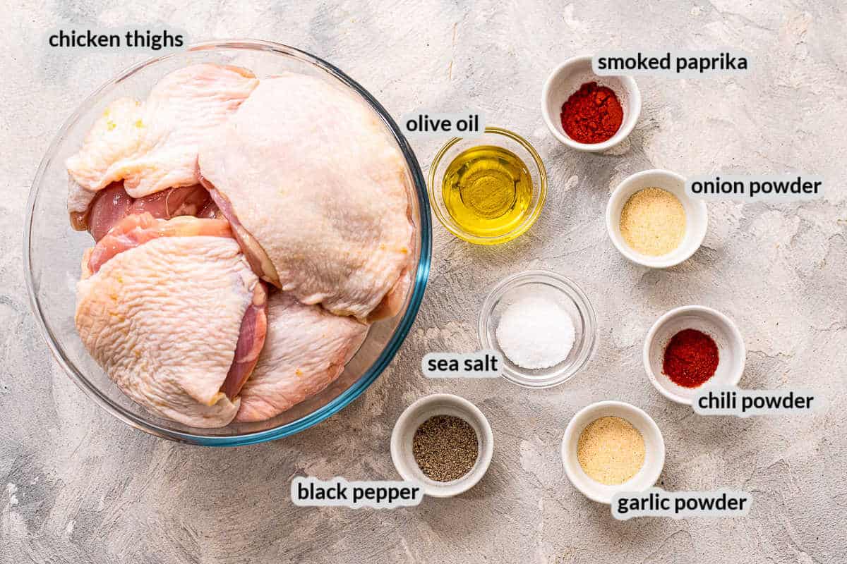 Overhead Image of Baked Chicken Thighs Ingredients