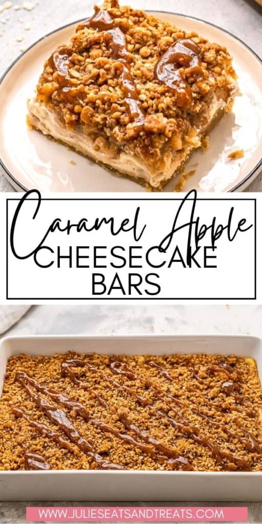 Caramel Apple Cheesecake Bars JET Pin Image