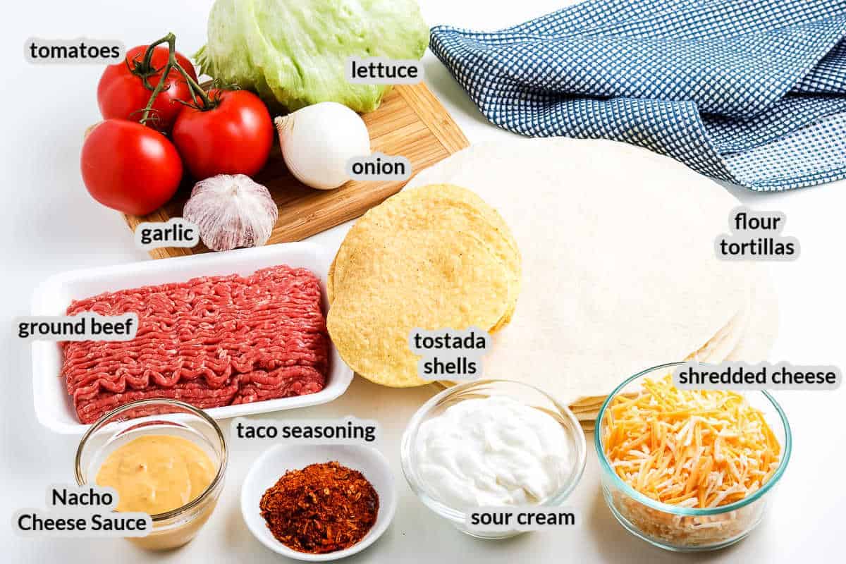 Overhead image of Crunchwrap Supreme Ingredients