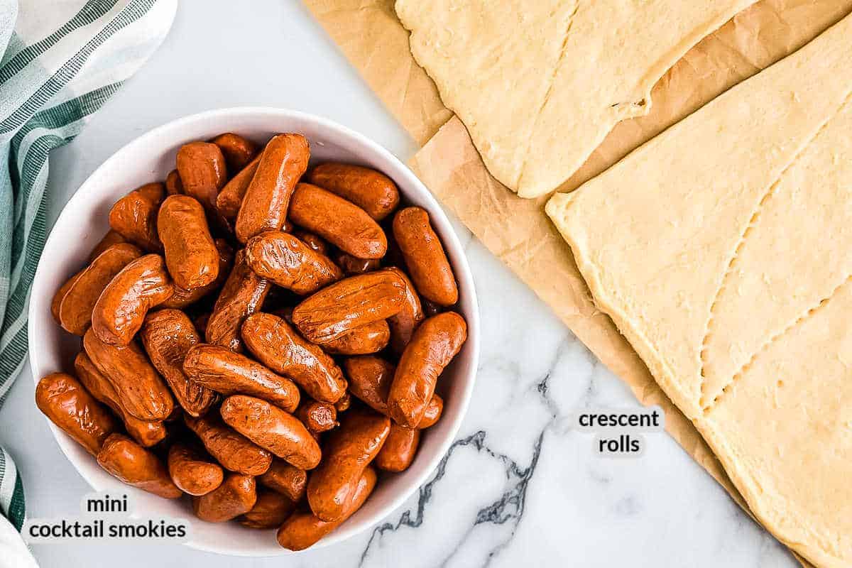 Overhead image of Pigs in a Blanket Ingredients