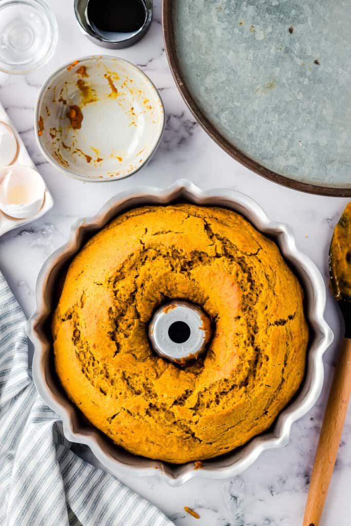 Baked Pumpkin Bundt Cake in bundt pan