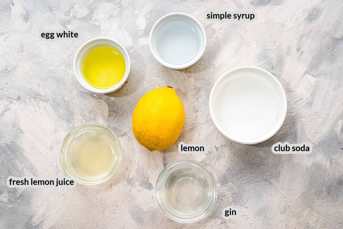 Overhead image of Gin Fizz Ingredients