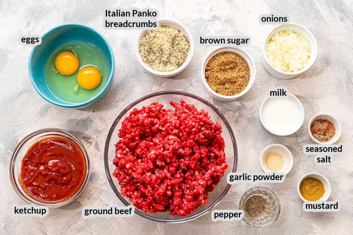 Overhead image of Meatloaf Ingredients