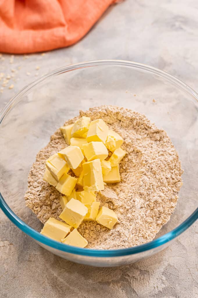 Bowl with butter to cut into streusel topping