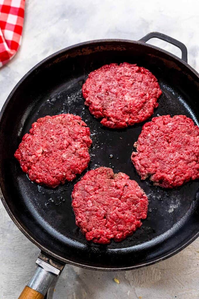 Burgers in skillet