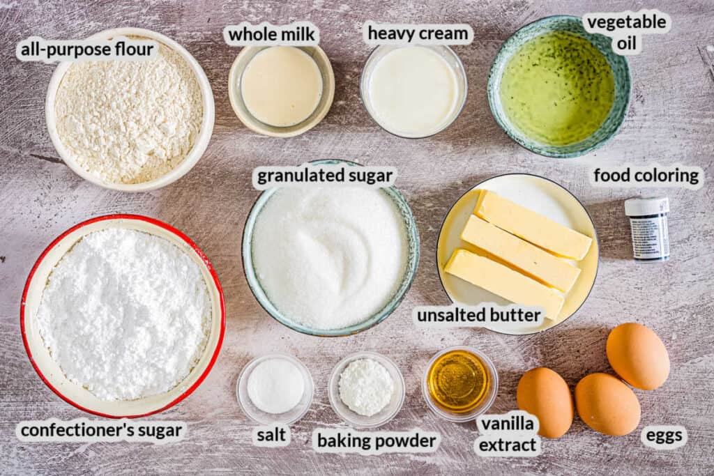 Overhead Image of Christmas Cupcakes Ingredients