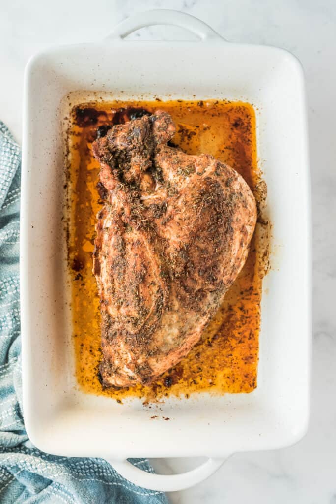 Overhead image of roasted turkey breast