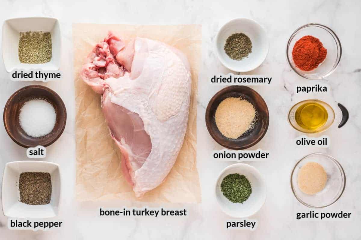 Overhead image of Roasted Turkey Breast Ingredients