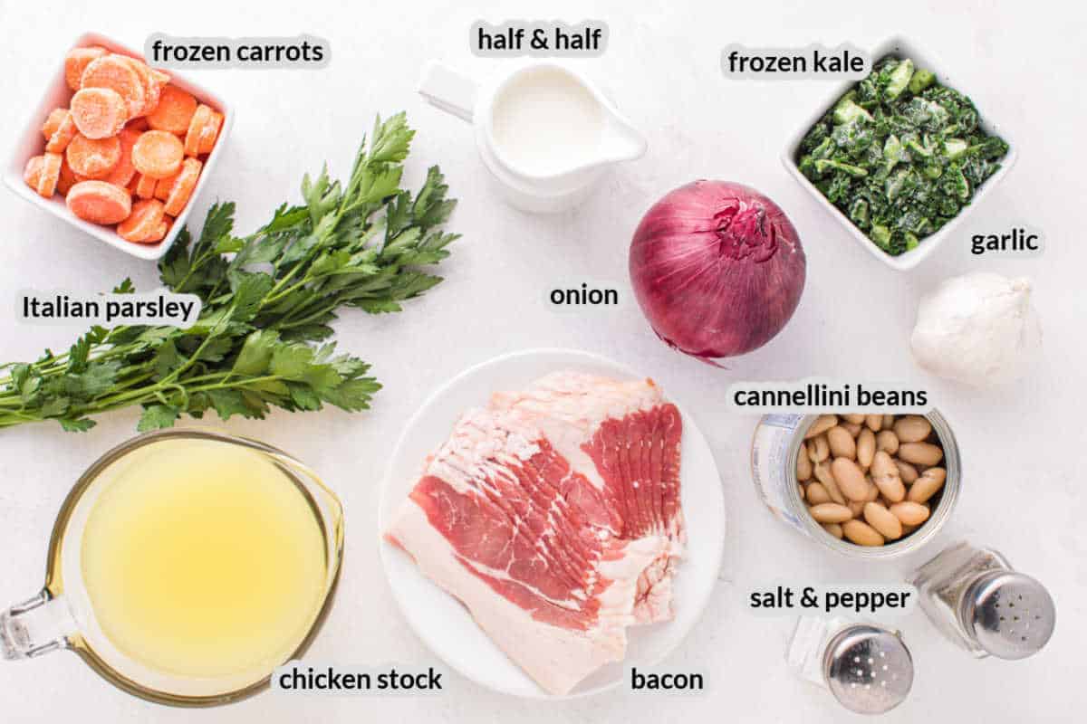 Overhead image of White Bean Soup Ingredients