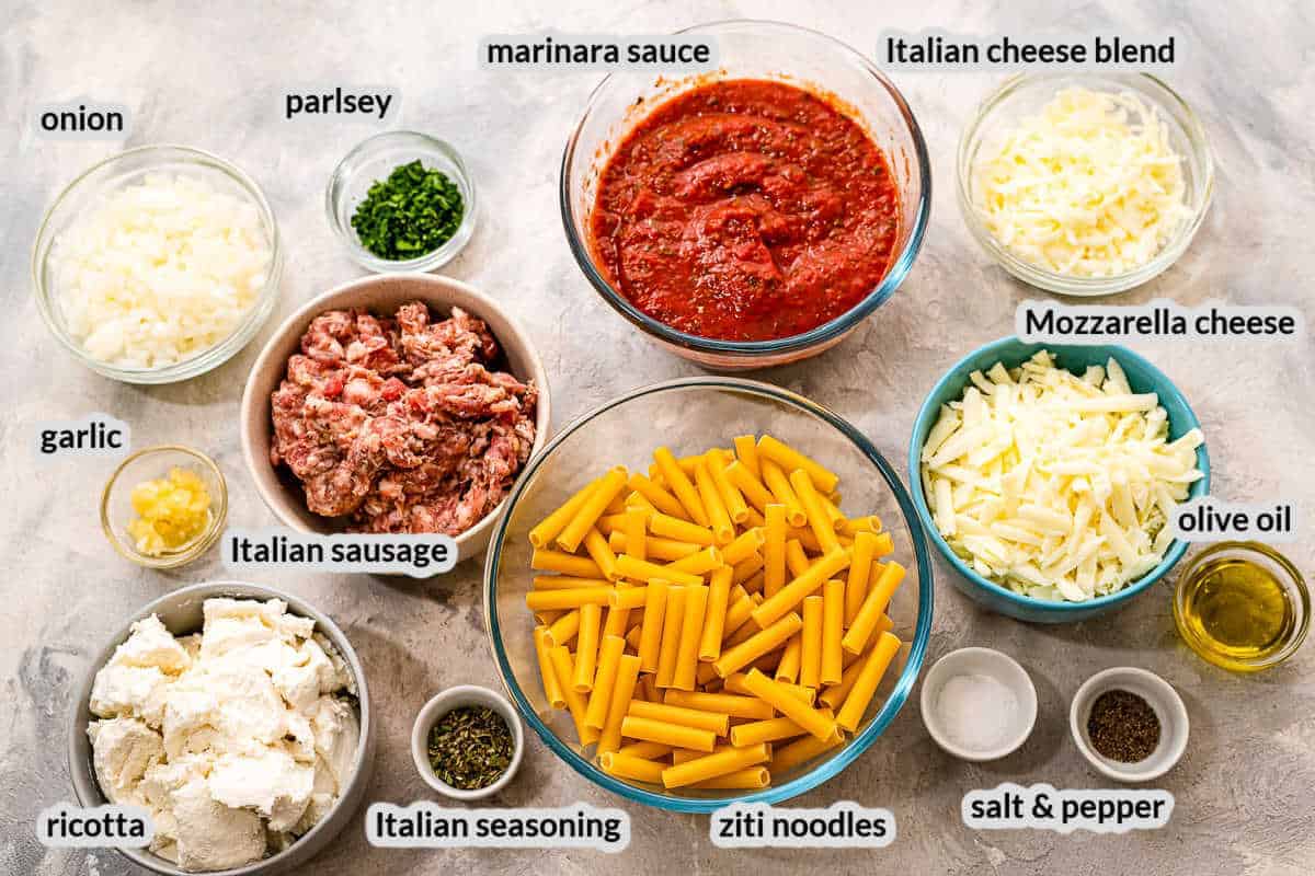 Baked Ziti Ingredients