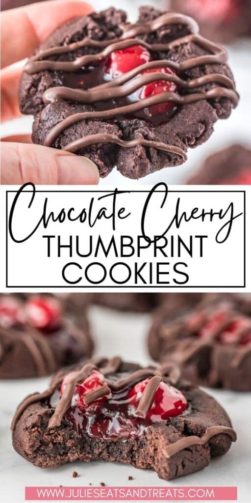 Chocolate Cherry Thumbprint Cookies JET Pinterest Image