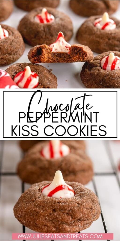 Chocolate Peppermint Kiss Cookies JET Pinterest Image