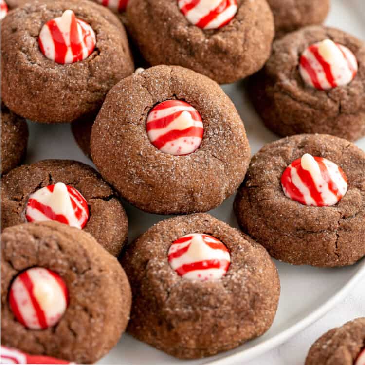Chocolate Peppermint Kiss Cookies Square cropped image