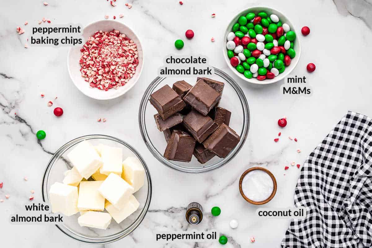 Overhead image of Peppermint Bark Ingredients