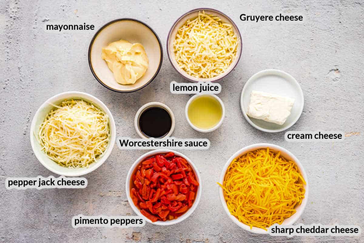 Overhead image of Pimento Cheese Ingredients