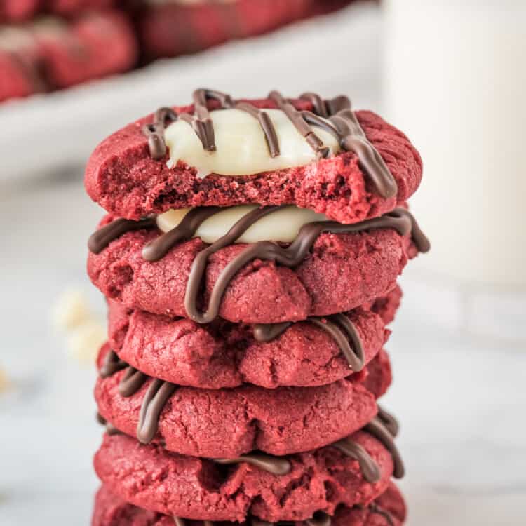 Red Velvet Thumbprint Cookies