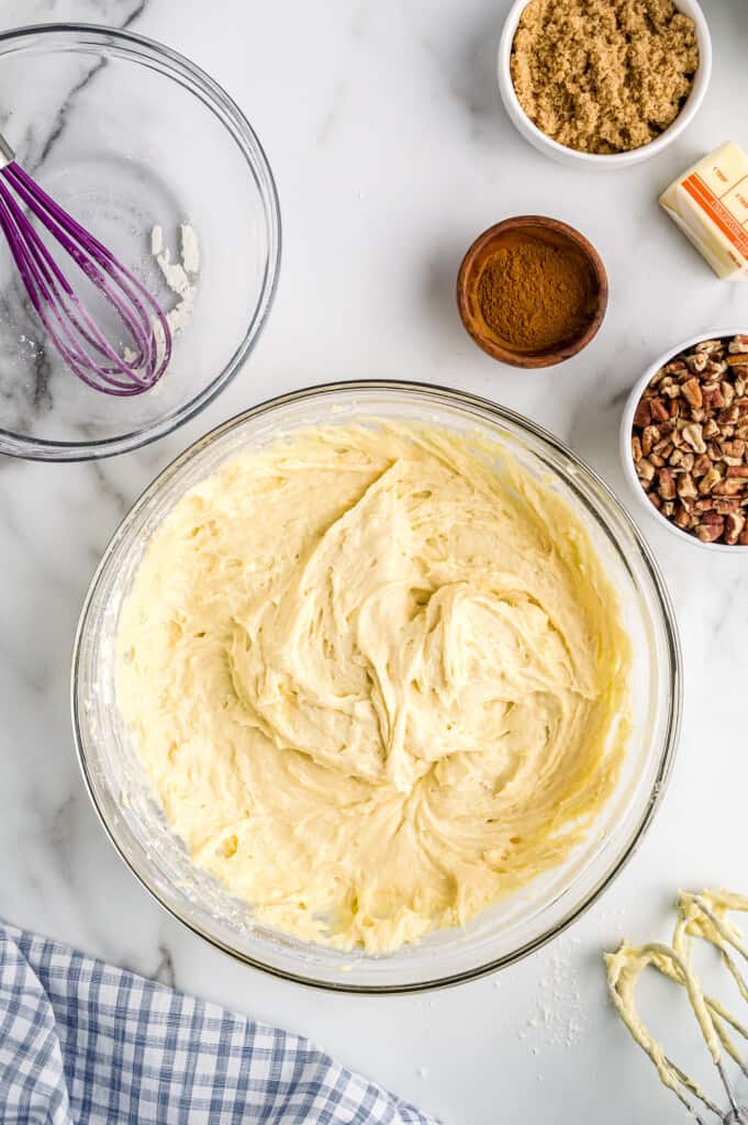 Overhead image of batter for coffee cake