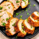 Air Fryer Pork Tenderloin slices Square cropped image