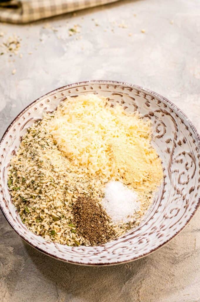 Bowl with breading for zucchini fries