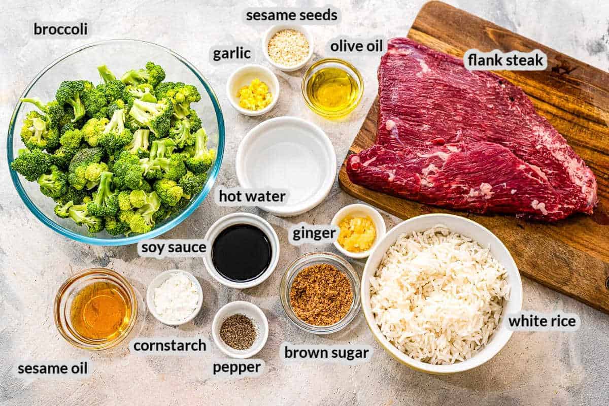 Overhead Beef and Broccoli Ingredients