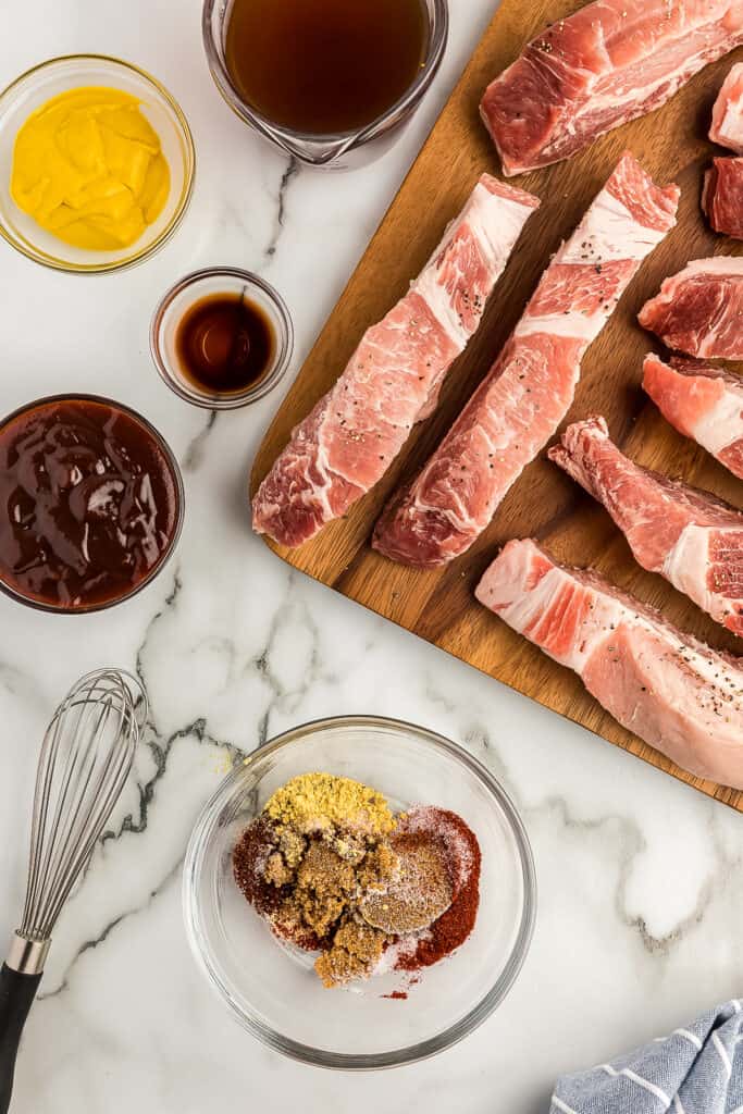 Ingredients before mixing for country style ribs