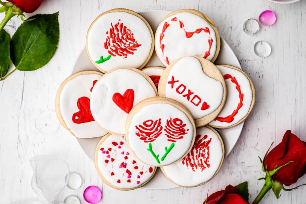 Plate of Valentine's Day Cut Out Sugar Cookies