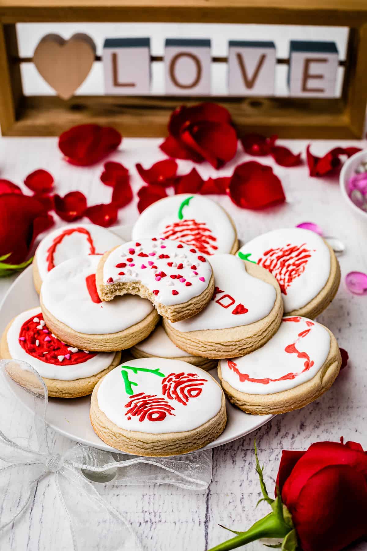 Valentine's Day Sugar Cookies on a plate