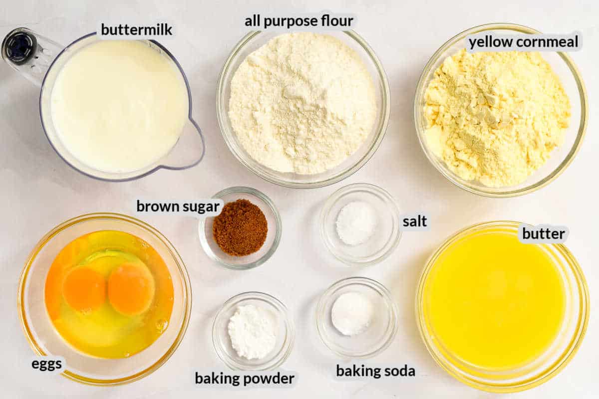 Overhead image of Cornbread Ingredients