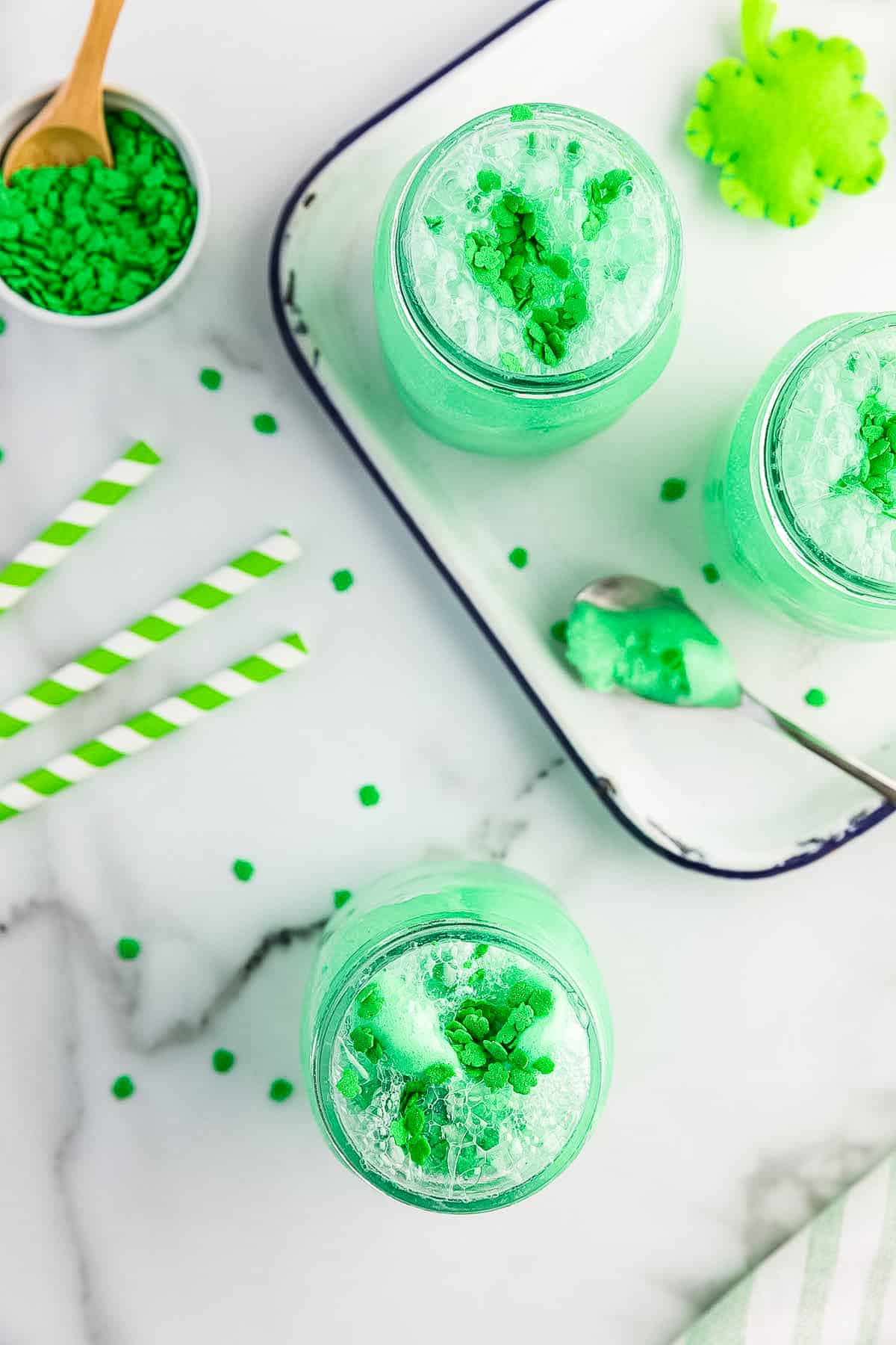 Overhead image of lemon lime float