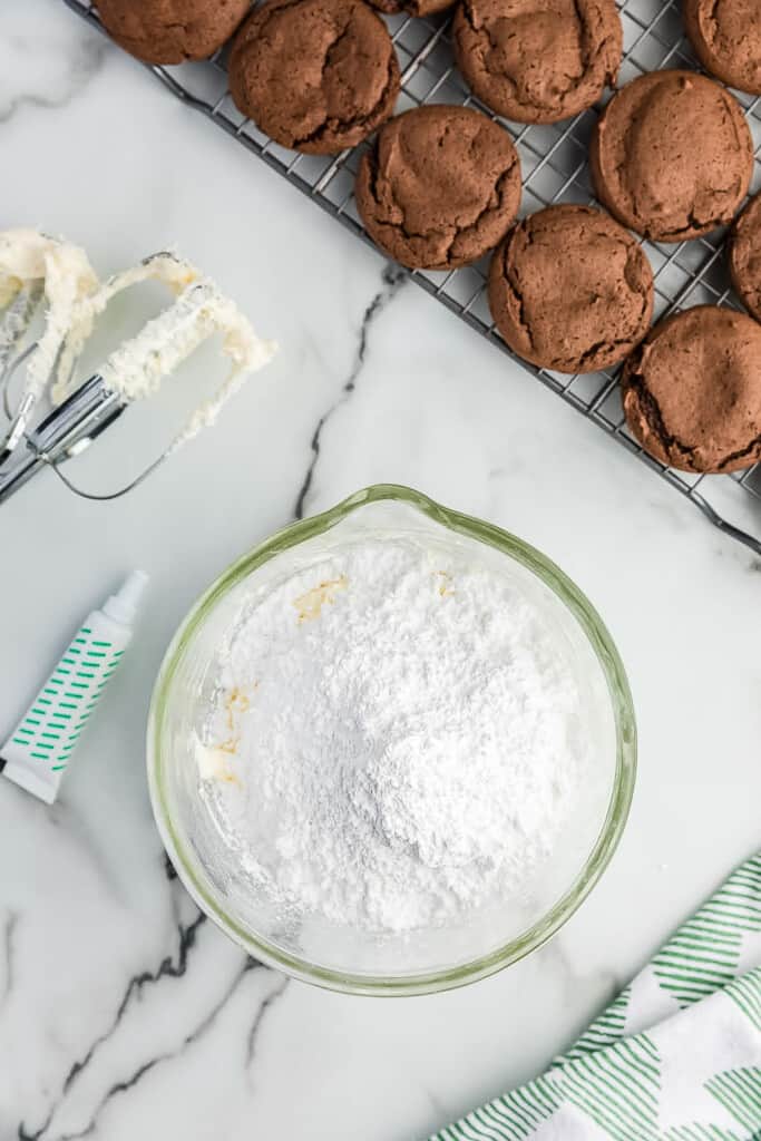 Powdered sugar in mixing bowl