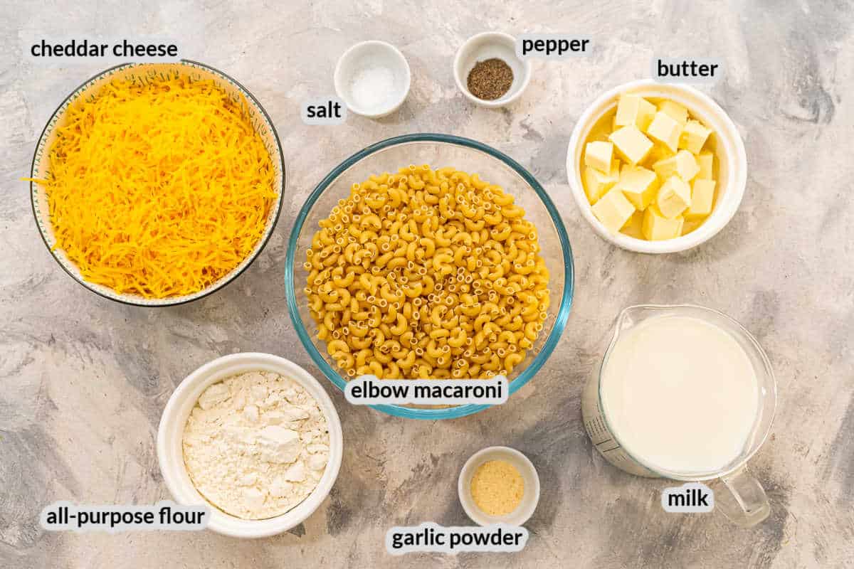 Stovetop Mac and Cheese Ingredients