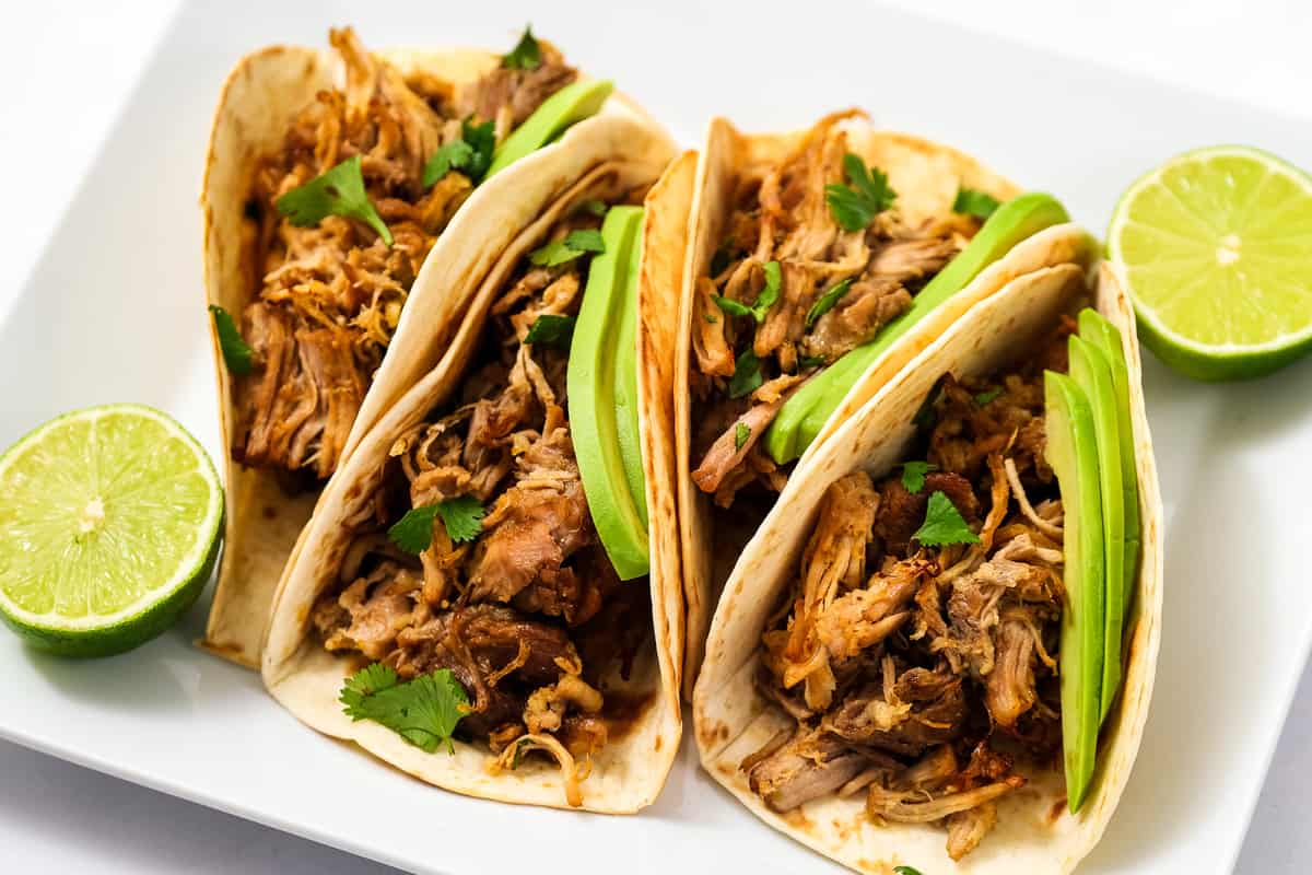 Soft shells stuffed carnitas meat