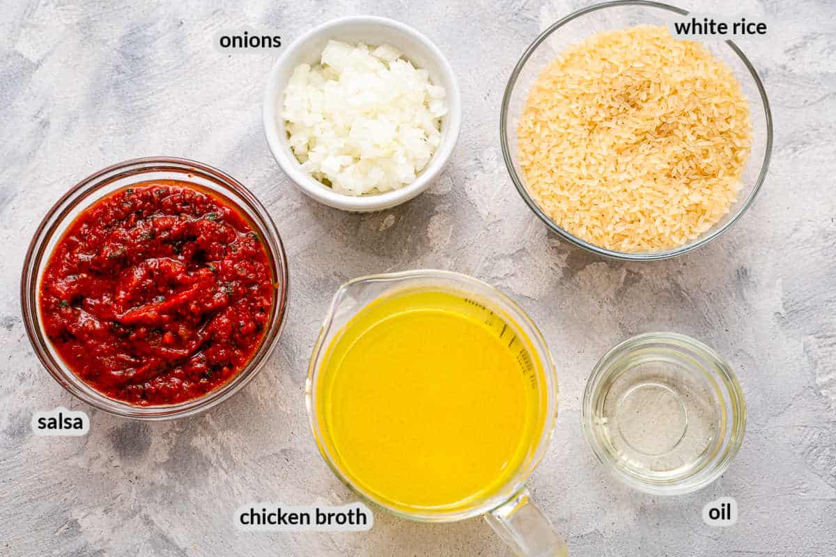 Overhead image of Spanish Rice Ingredients