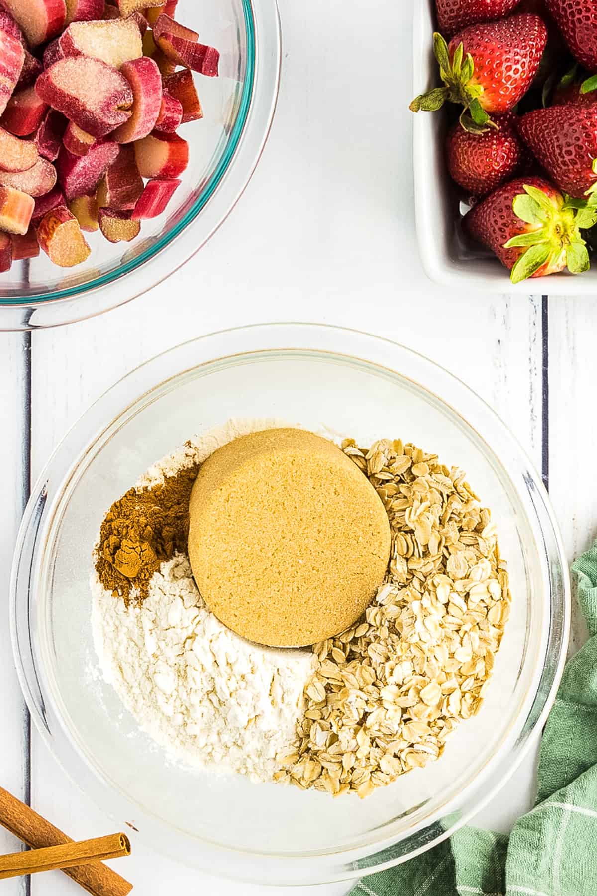 Overhead image of ingredients for streusel