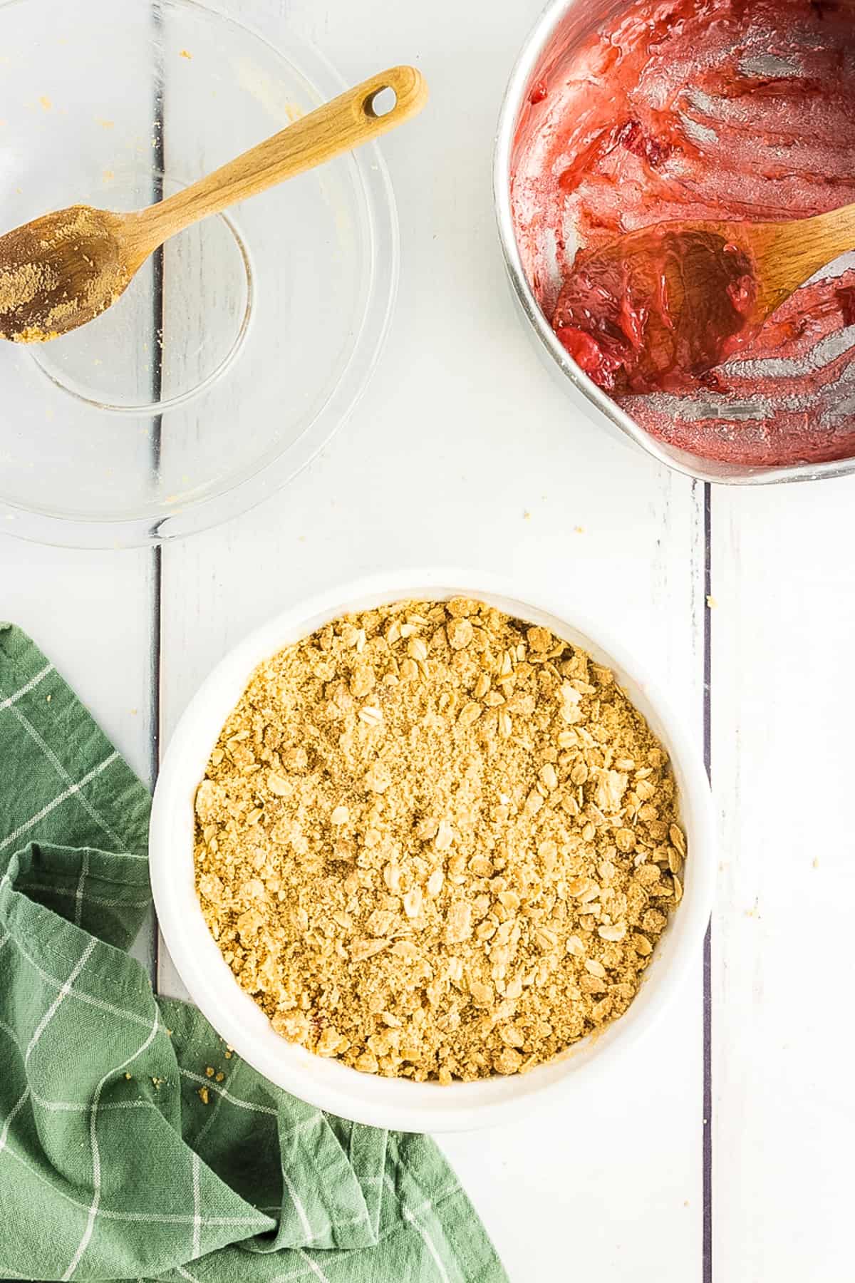 Oatmeal Streusel in white dish