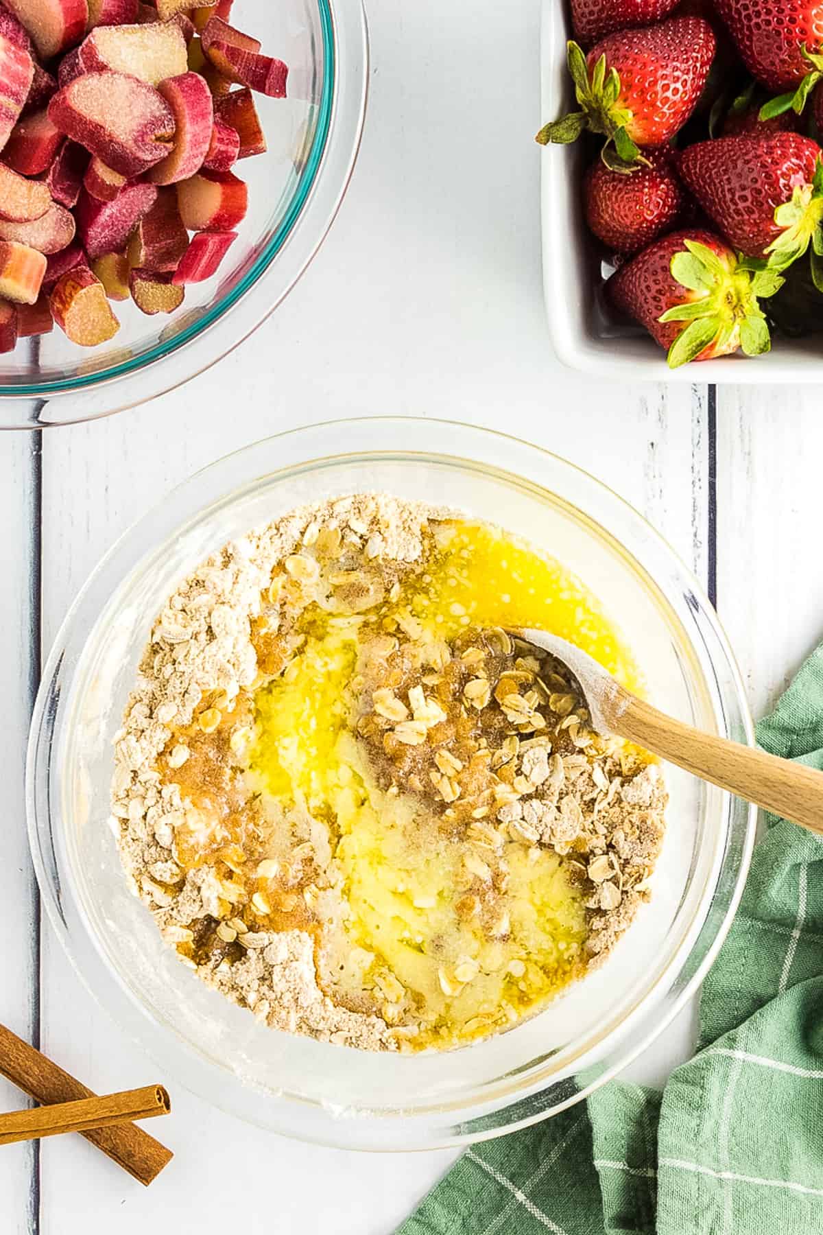 Overhead image of ingredients for oat topping