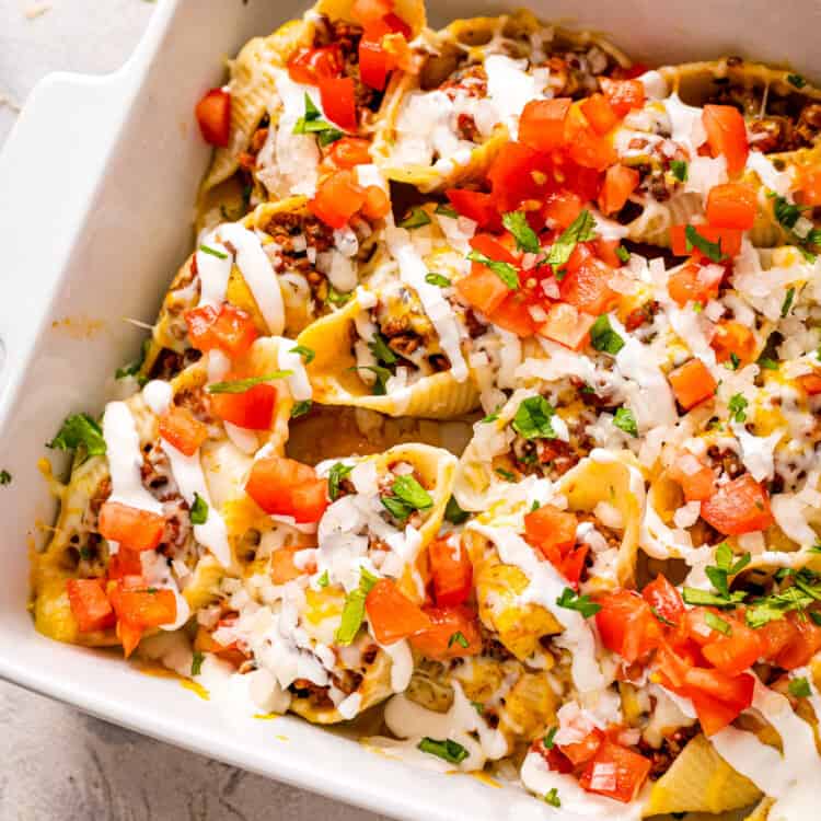 Cheesy Taco Stuffed Shells Recipe [VIDEO] - Dinner, then Dessert