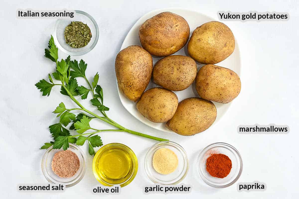 Overhead image of Air Fryer Potatoes Ingredients