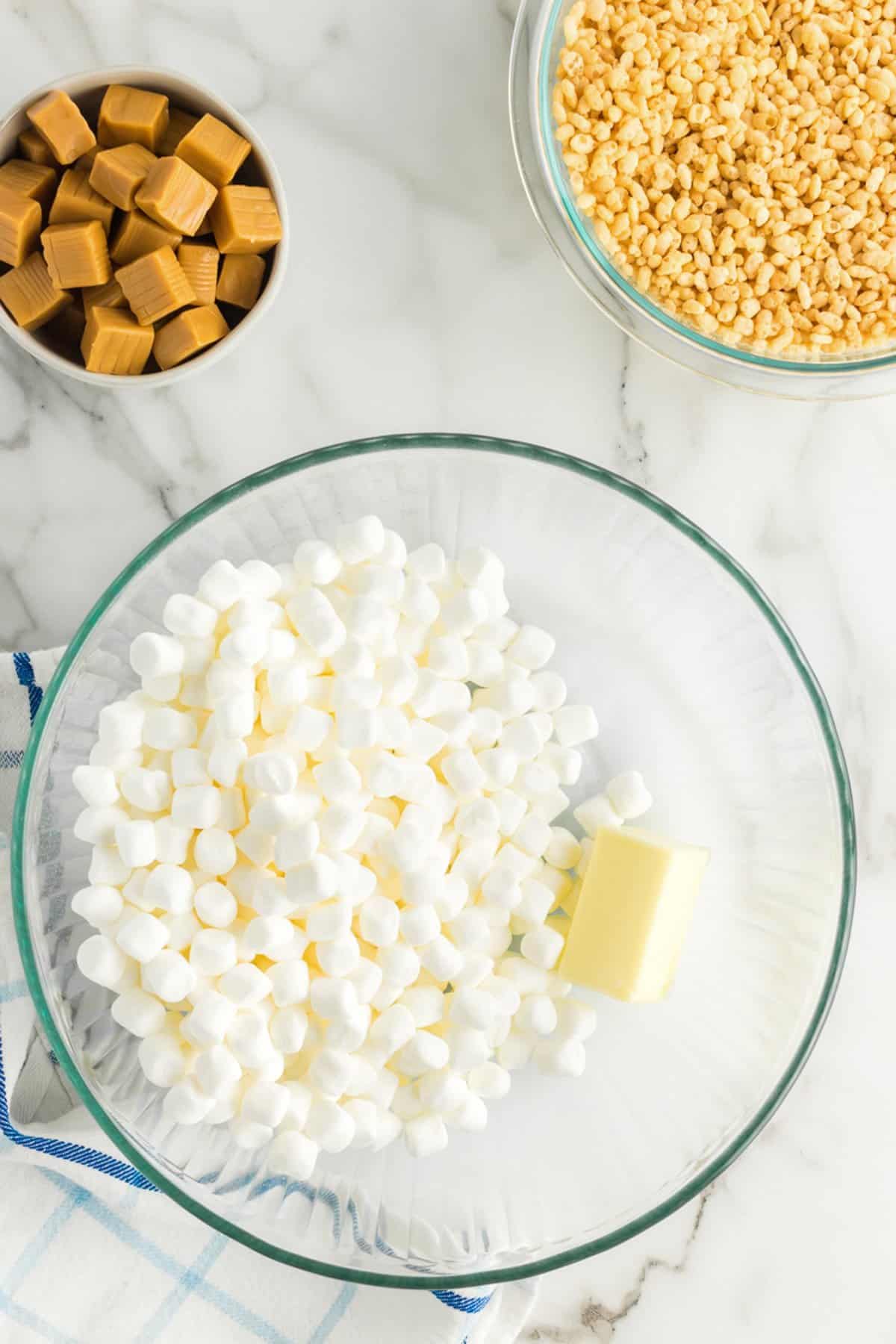 Bowl with butter and mini marshmallows