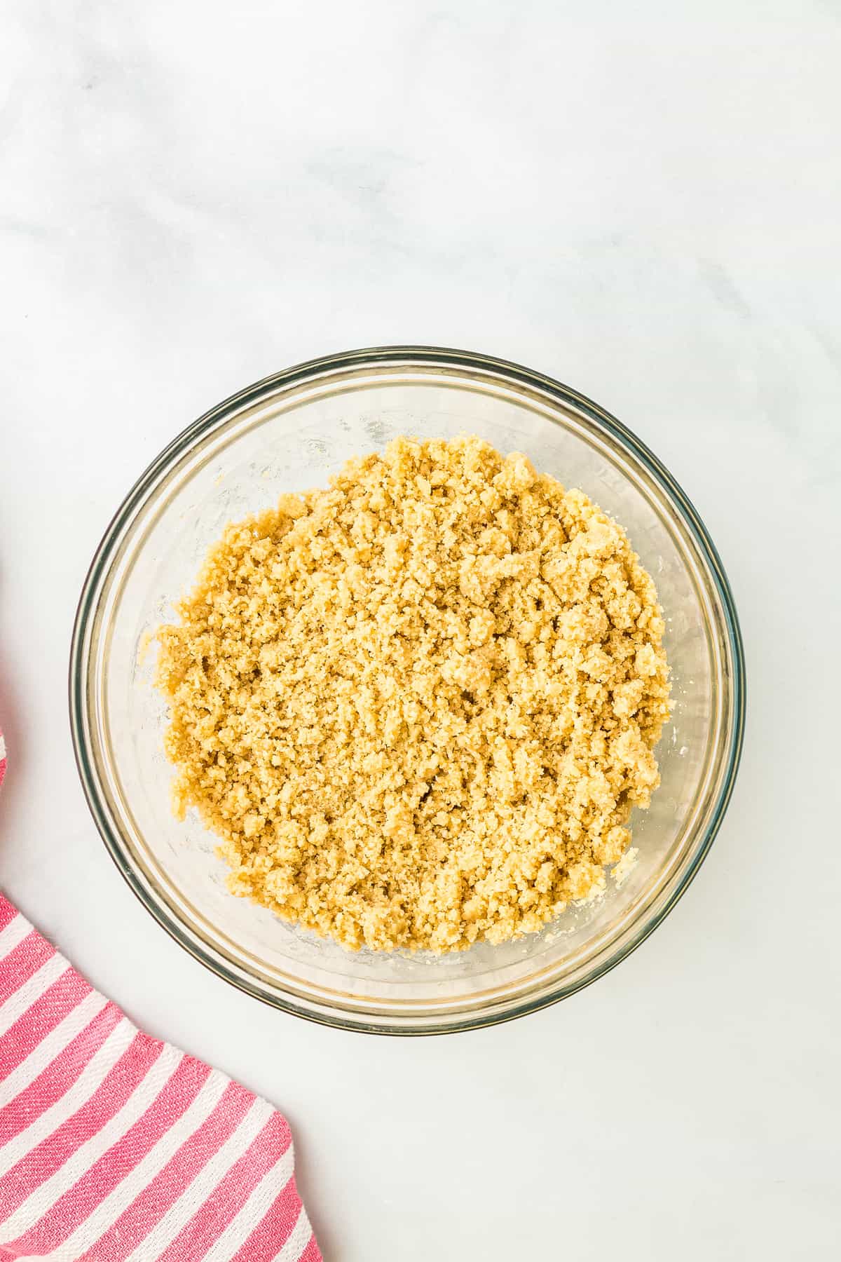 Crumble in mixing bowl