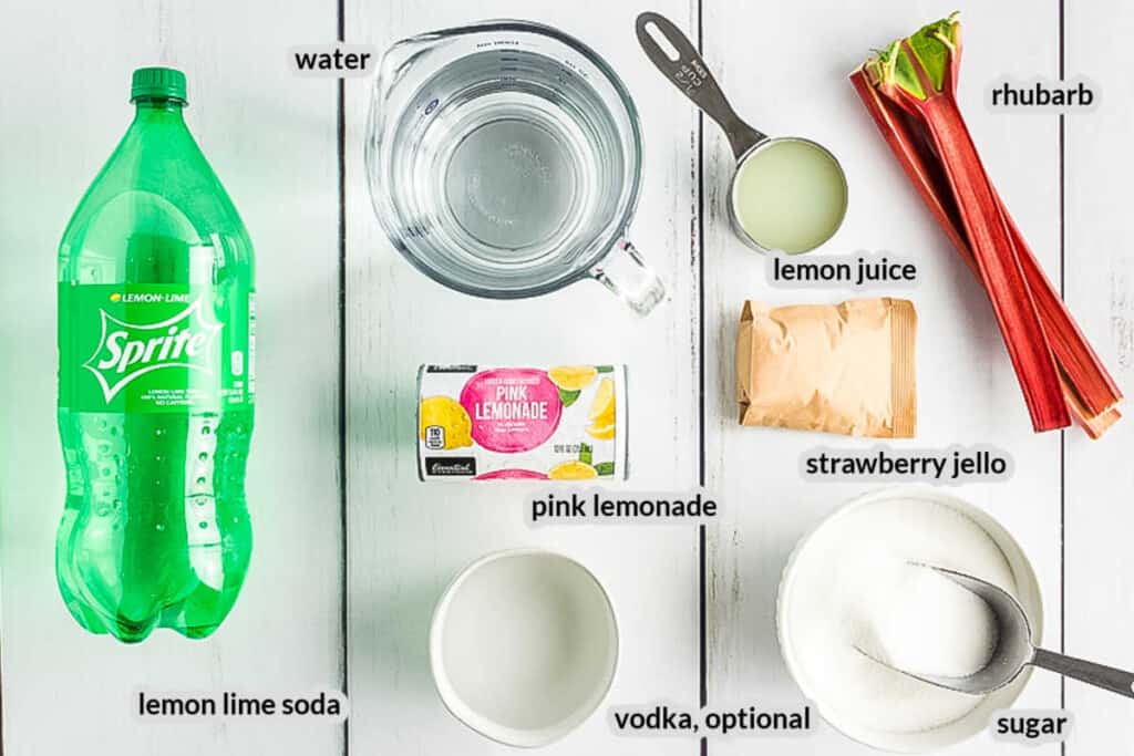 Overhead image of Rhubarb Slush Ingredients