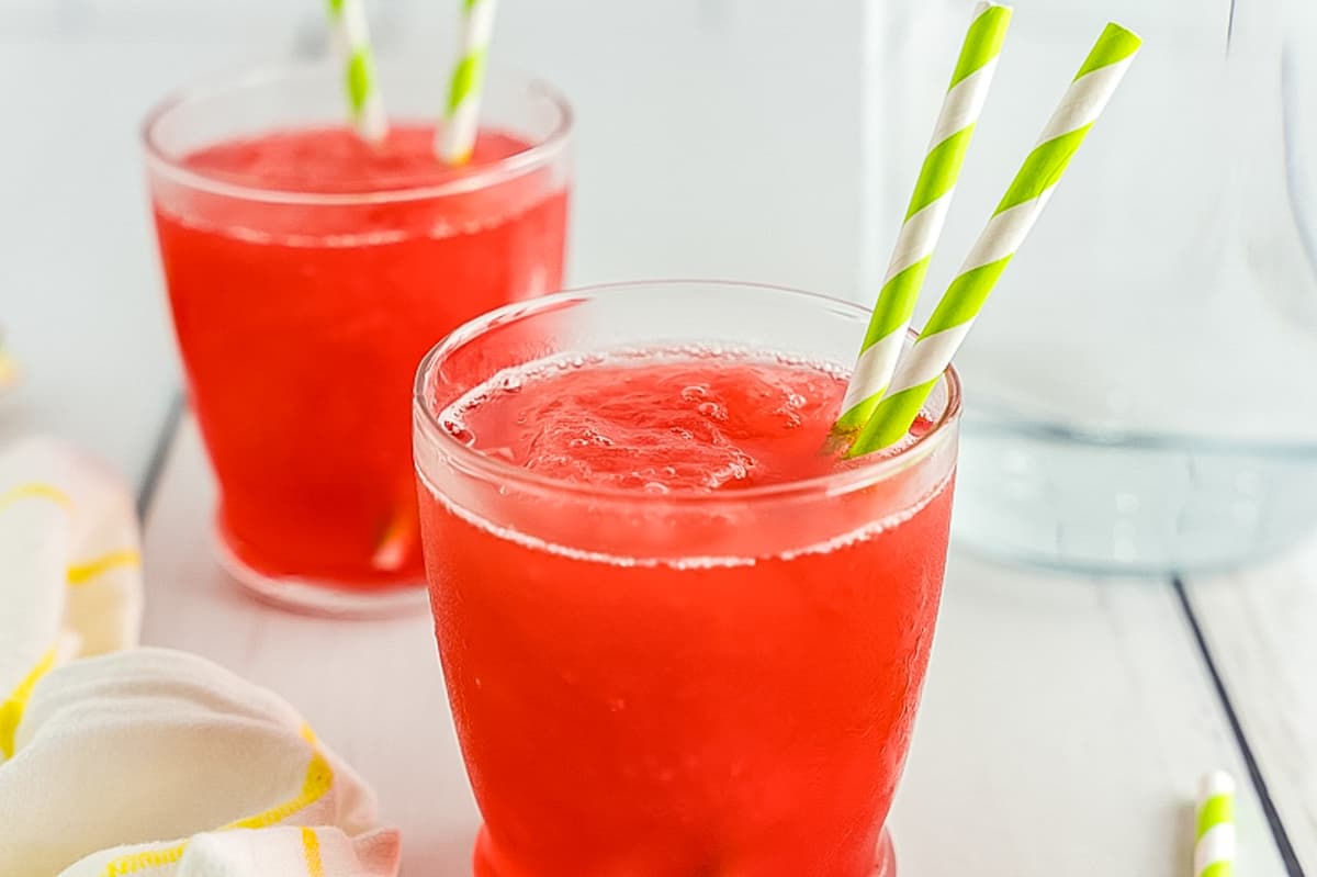 Two glasses of rhubarb slush.