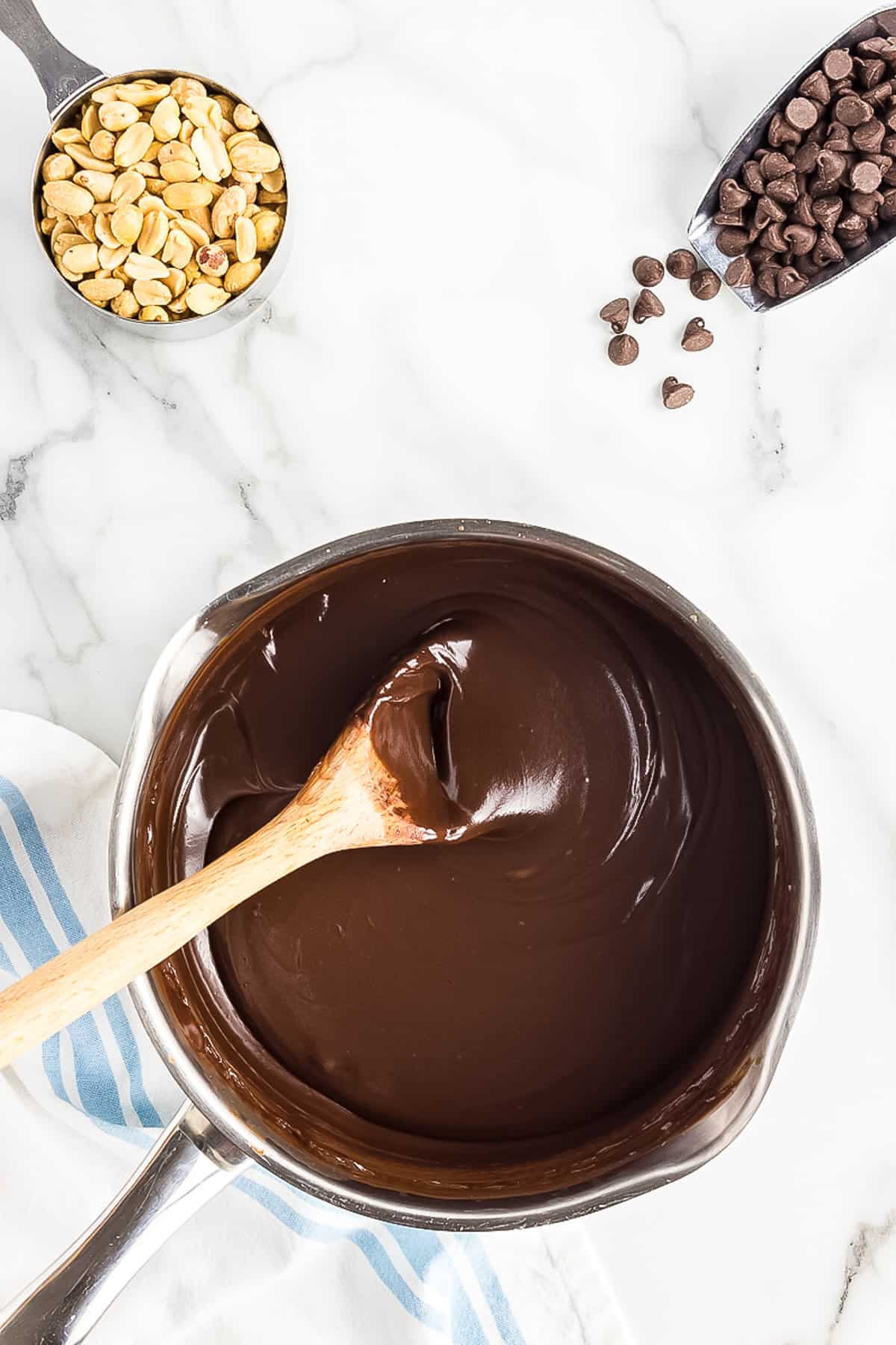 Saucepan with homemade fudge sauce