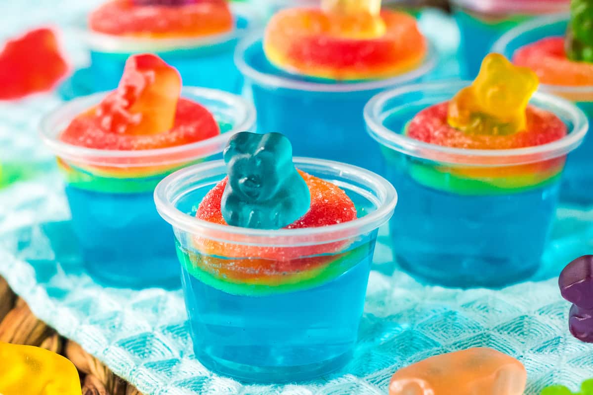 Close up image of Pool Party Jell-o Shots