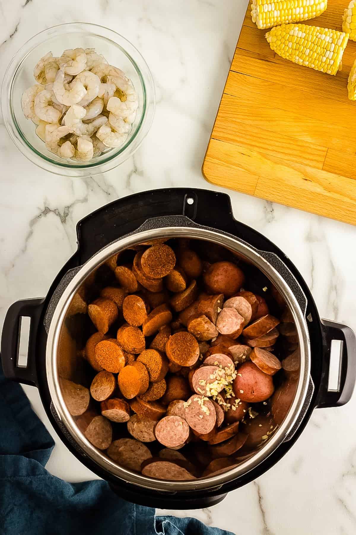 Instant Pot with sausage and seasonings