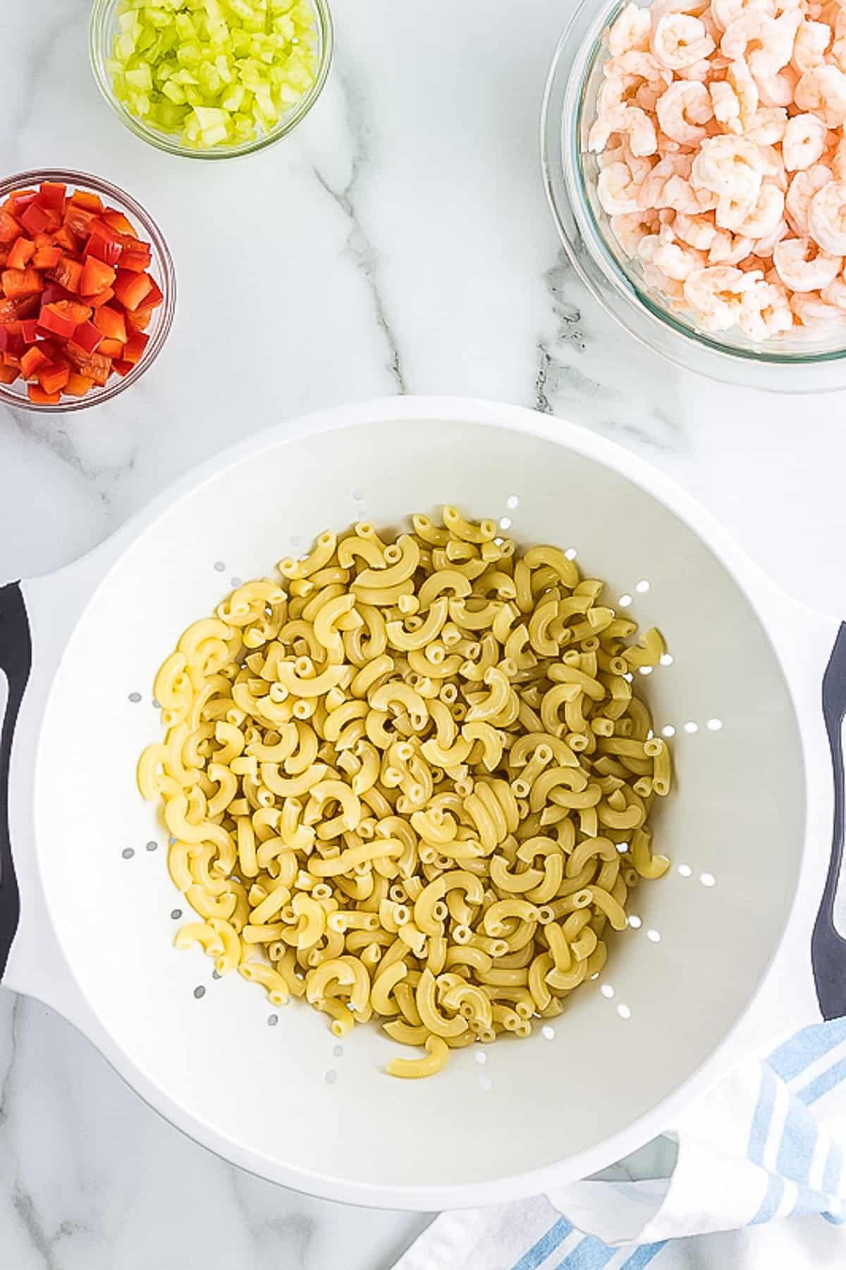 Colander with elbow macaroni