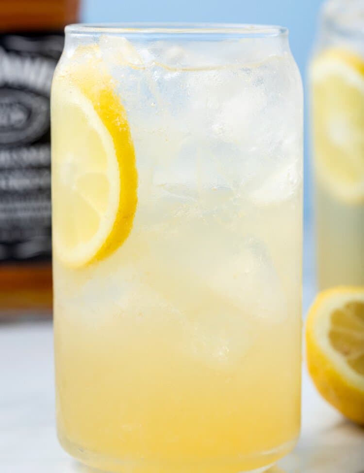 Glass with Whiskey lemonade in it