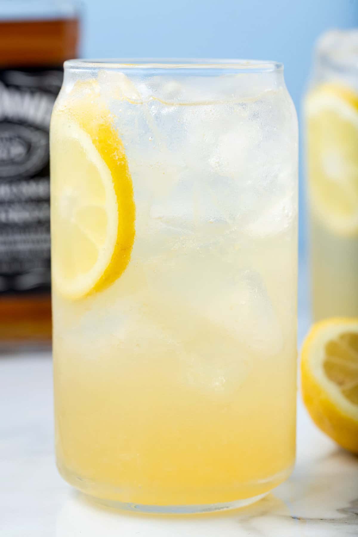 Glass with Whiskey lemonade in it