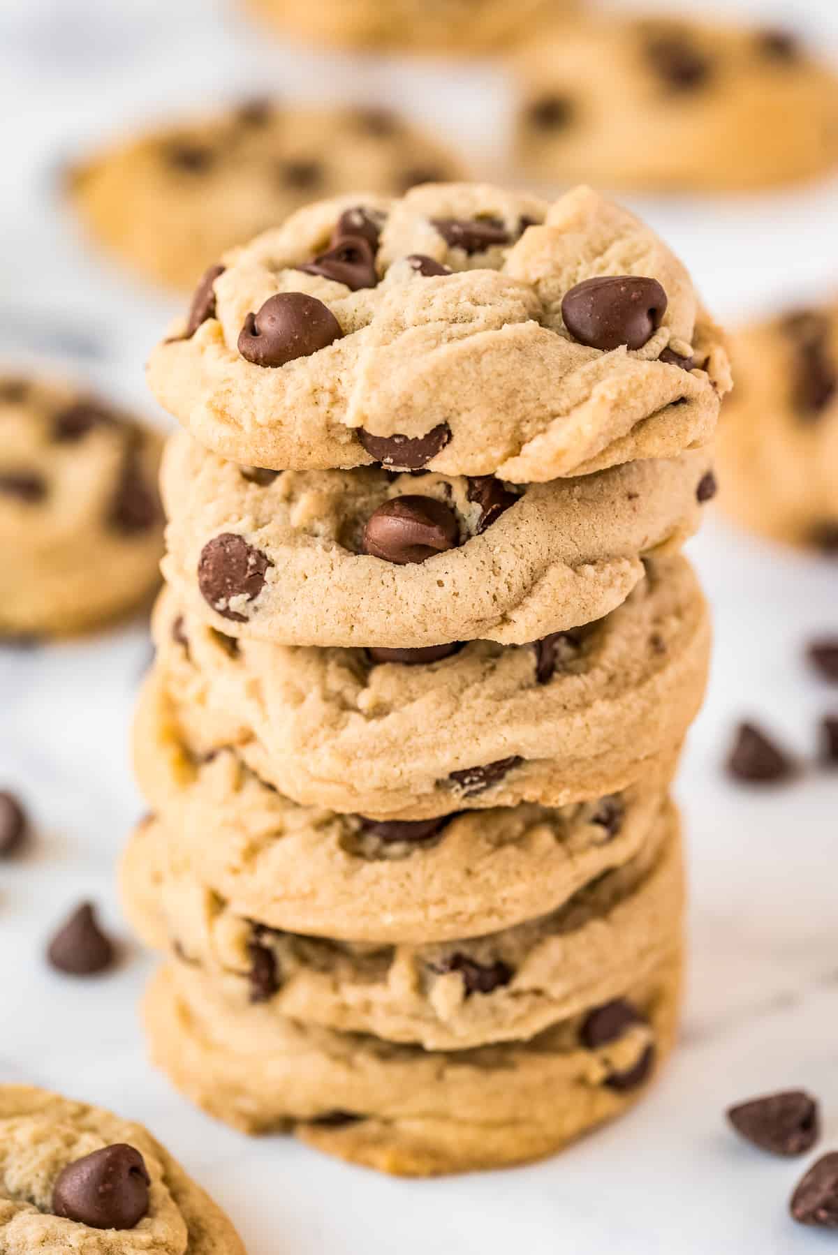 Stack of No Chill Chocolate Chip Cookies